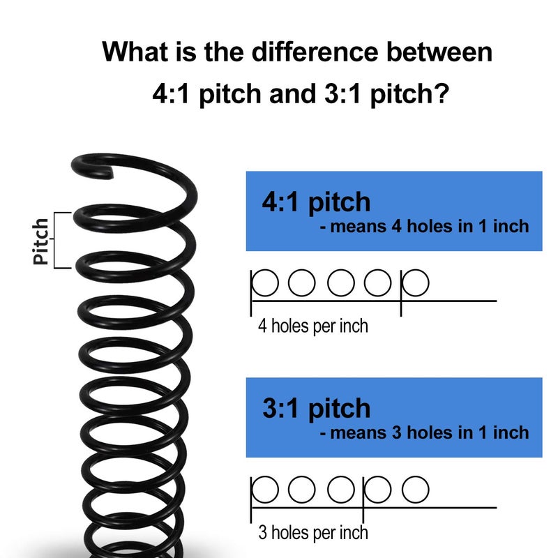 Rayson 3/8" Plastic Spiral Binding Coil, 60 Sheets Capacity, 4:1 Pitch 9.5mm Black Coil Binding Spines for Business and Educational Purposes, Pack of 100 - Image 4